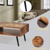 imageGiantex Rectangular Coffee Table MidCentury TV Stand w 1 Drawer and Open Storage Shelf for Living Room Reception Room Accent Sofa Cocktail Table 43 L x 215 W x 175 H Rustic BrownRustic Brown