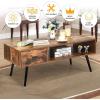 imageGiantex Rectangular Coffee Table MidCentury TV Stand w 1 Drawer and Open Storage Shelf for Living Room Reception Room Accent Sofa Cocktail Table 43 L x 215 W x 175 H Rustic BrownRustic Brown