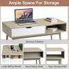 imageGiantex Rectangular Coffee Table MidCentury TV Stand w 1 Drawer and Open Storage Shelf for Living Room Reception Room Accent Sofa Cocktail Table 43 L x 215 W x 175 H Rustic BrownOak