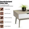 imageGiantex Rectangular Coffee Table MidCentury TV Stand w 1 Drawer and Open Storage Shelf for Living Room Reception Room Accent Sofa Cocktail Table 43 L x 215 W x 175 H Rustic BrownOak