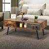imageGiantex Rectangular Coffee Table MidCentury TV Stand w 1 Drawer and Open Storage Shelf for Living Room Reception Room Accent Sofa Cocktail Table 43 L x 215 W x 175 H Rustic BrownRustic Brown