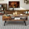 imageGiantex Rectangular Coffee Table MidCentury TV Stand w 1 Drawer and Open Storage Shelf for Living Room Reception Room Accent Sofa Cocktail Table 43 L x 215 W x 175 H Rustic BrownRustic Brown
