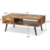 imageGiantex Rectangular Coffee Table MidCentury TV Stand w 1 Drawer and Open Storage Shelf for Living Room Reception Room Accent Sofa Cocktail Table 43 L x 215 W x 175 H Rustic BrownRustic Brown