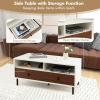 imageGiantex Rectangular Wood Coffee Table 2Tier Modern Center Table with 2 Drawers 2 Storage Shelves Easy Assembly 40Length TV Stand for Living Room