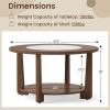 imageGiantex Round Coffee Table 2Tier Farmhouse Living Room Table with 2Tone Tabletop Open Storage Shelf amp Support Legs Small Wood Center Table for Living Room Walnut amp White