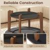 imageGiantex Round Coffee Table 2Tier Farmhouse Living Room Table with 2Tone Tabletop Open Storage Shelf amp Support Legs Small Wood Center Table for Living Room Walnut amp White
