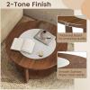 imageGiantex Round Coffee Table 2Tier Farmhouse Living Room Table with 2Tone Tabletop Open Storage Shelf amp Support Legs Small Wood Center Table for Living Room Walnut amp White