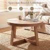 imageGiantex Round Coffee Table 30 Wood Center Table with Thickened Tabletop amp CrossShaped Pine Wood Frame 220 lbs Capacity Modern Living Room Table for Small Spaces Natural