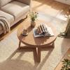 imageGiantex Round Coffee Table 30 Wood Center Table with Thickened Tabletop amp CrossShaped Pine Wood Frame 220 lbs Capacity Modern Living Room Table for Small Spaces Natural