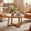 imageGiantex Round Coffee Table 30 Wood Center Table with Thickened Tabletop amp CrossShaped Pine Wood Frame 220 lbs Capacity Modern Living Room Table for Small Spaces Natural