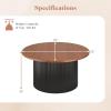 imageGiantex Round Coffee Table 32 Wooden Accent Cocktail Tea Table with Solid Wood Veneered amp Fluted Design Mid Century Modern Center Table for Living Room Black amp WalnutBlack  Walnut