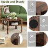imageGiantex Round Coffee Table 32 Wooden Accent Cocktail Tea Table with Solid Wood Veneered amp Fluted Design Mid Century Modern Center Table for Living Room Black amp WalnutRustic Brown