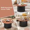 imageGiantex Round Coffee Table 32 Wooden Accent Cocktail Tea Table with Solid Wood Veneered amp Fluted Design Mid Century Modern Center Table for Living Room Black amp WalnutBlack  Walnut