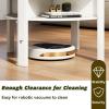 imageGiantex Round Coffee Table 32 Wooden Accent Cocktail Tea Table with Solid Wood Veneered amp Fluted Design Mid Century Modern Center Table for Living Room Black amp WalnutWhite