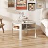 imageGiantex Round Coffee Table 32 Wooden Accent Cocktail Tea Table with Solid Wood Veneered amp Fluted Design Mid Century Modern Center Table for Living Room Black amp WalnutWhite