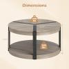imageGiantex Round Coffee Table 345 Mid Century Modern Circle Cocktail Accent Table with Open Storage Shelf amp Rubber Wood Frame 2 Tier Center Table for Living Room Reception Room Grey Oak