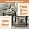 imageGiantex Round Coffee Table 345 Mid Century Modern Circle Cocktail Accent Table with Open Storage Shelf amp Rubber Wood Frame 2 Tier Center Table for Living Room Reception Room Grey Oak