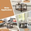 imageGiantex Round Coffee Table 345 Mid Century Modern Circle Cocktail Accent Table with Open Storage Shelf amp Rubber Wood Frame 2 Tier Center Table for Living Room Reception Room Grey Oak