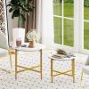 imageGiantex Round Coffee Table Set of 2 Nesting Tables with Metal Frame Imitated MarbleLike Top Adjustable Foot Pads Circle End Table Side Tables Center Table for Living Room Bedroom WhiteWhite