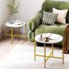 imageGiantex Round Coffee Table Set of 2 Nesting Tables with Metal Frame Imitated MarbleLike Top Adjustable Foot Pads Circle End Table Side Tables Center Table for Living Room Bedroom WhiteWhite