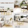 imageGiantex Round Coffee Table Set of 2 Nesting Tables with Metal Frame Imitated MarbleLike Top Adjustable Foot Pads Circle End Table Side Tables Center Table for Living Room Bedroom WhiteWhite