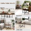 imageGiantex Round Coffee Table Set of 2 Nesting Tables with Metal Frame Imitated MarbleLike Top Adjustable Foot Pads Circle End Table Side Tables Center Table for Living Room Bedroom WhiteRustic Brown