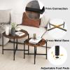 imageGiantex Round Coffee Table Set of 2 Nesting Tables with Metal Frame Imitated MarbleLike Top Adjustable Foot Pads Circle End Table Side Tables Center Table for Living Room Bedroom WhiteRustic Brown
