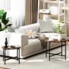 imageGiantex Round Coffee Table Set of 2 Nesting Tables with Metal Frame Imitated MarbleLike Top Adjustable Foot Pads Circle End Table Side Tables Center Table for Living Room Bedroom WhiteRustic Brown