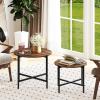 imageGiantex Round Coffee Table Set of 2 Nesting Tables with Metal Frame Imitated MarbleLike Top Adjustable Foot Pads Circle End Table Side Tables Center Table for Living Room Bedroom WhiteRustic Brown