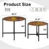 imageGiantex Round Coffee Table Set of 2 Nesting Tables with Metal Frame Imitated MarbleLike Top Adjustable Foot Pads Circle End Table Side Tables Center Table for Living Room Bedroom WhiteRustic Brown