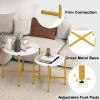 imageGiantex Round Coffee Table Set of 2 Nesting Tables with Metal Frame Imitated MarbleLike Top Adjustable Foot Pads Circle End Table Side Tables Center Table for Living Room Bedroom WhiteWhite