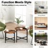 imageGiantex Round Coffee Table Set of 2 Nesting Tables with Metal Frame Imitated MarbleLike Top Adjustable Foot Pads Circle End Table Side Tables Center Table for Living Room Bedroom WhiteRustic Brown