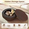 imageGiantex Round Coffee Table with Storage Modern Drum Fluted Center Table with Solid Wood Veneered Unique Circle Wood Coffee Table for Living Room Small Spaces NaturalBrown