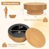 imageGiantex Round Coffee Table with Storage Modern Drum Fluted Center Table with Solid Wood Veneered Unique Circle Wood Coffee Table for Living Room Small Spaces NaturalNatural