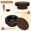 imageGiantex Round Coffee Table with Storage Modern Drum Fluted Center Table with Solid Wood Veneered Unique Circle Wood Coffee Table for Living Room Small Spaces NaturalBrown