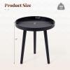 imageGiantex Round End Table Mid Century Modern Side Table with Wooden Tray amp Bamboo Legs Sofa Couch Accent Table Small Coffee Table for Small Space Living Room Nightstand for Bedroom WalnutBlack