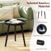 imageGiantex Round End Table Mid Century Modern Side Table with Wooden Tray amp Bamboo Legs Sofa Couch Accent Table Small Coffee Table for Small Space Living Room Nightstand for Bedroom WalnutBlack