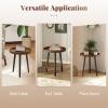 imageGiantex Round End Table Mid Century Modern Side Table with Wooden Tray amp Bamboo Legs Sofa Couch Accent Table Small Coffee Table for Small Space Living Room Nightstand for Bedroom WalnutWalnut
