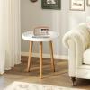 imageGiantex Round End Table Mid Century Modern Side Table with Wooden Tray amp Bamboo Legs Sofa Couch Accent Table Small Coffee Table for Small Space Living Room Nightstand for Bedroom WalnutWhite