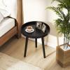 imageGiantex Round End Table Mid Century Modern Side Table with Wooden Tray amp Bamboo Legs Sofa Couch Accent Table Small Coffee Table for Small Space Living Room Nightstand for Bedroom WalnutBlack