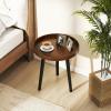 imageGiantex Round End Table Mid Century Modern Side Table with Wooden Tray amp Bamboo Legs Sofa Couch Accent Table Small Coffee Table for Small Space Living Room Nightstand for Bedroom WalnutWalnut