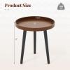 imageGiantex Round End Table Mid Century Modern Side Table with Wooden Tray amp Bamboo Legs Sofa Couch Accent Table Small Coffee Table for Small Space Living Room Nightstand for Bedroom WalnutWalnut