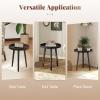 imageGiantex Round End Table Mid Century Modern Side Table with Wooden Tray amp Bamboo Legs Sofa Couch Accent Table Small Coffee Table for Small Space Living Room Nightstand for Bedroom WalnutBlack