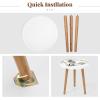 imageGiantex Round End Table Mid Century Modern Side Table with Wooden Tray amp Bamboo Legs Sofa Couch Accent Table Small Coffee Table for Small Space Living Room Nightstand for Bedroom WalnutWhite