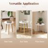 imageGiantex Round End Table Mid Century Modern Side Table with Wooden Tray amp Bamboo Legs Sofa Couch Accent Table Small Coffee Table for Small Space Living Room Nightstand for Bedroom WalnutWhite