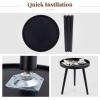 imageGiantex Round End Table Mid Century Modern Side Table with Wooden Tray amp Bamboo Legs Sofa Couch Accent Table Small Coffee Table for Small Space Living Room Nightstand for Bedroom WalnutBlack
