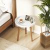 imageGiantex Round End Table Mid Century Modern Side Table with Wooden Tray amp Bamboo Legs Sofa Couch Accent Table Small Coffee Table for Small Space Living Room Nightstand for Bedroom WalnutWhite