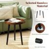 imageGiantex Round End Table Mid Century Modern Side Table with Wooden Tray amp Bamboo Legs Sofa Couch Accent Table Small Coffee Table for Small Space Living Room Nightstand for Bedroom WalnutWalnut