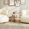 imageGiantex Round End Table Mid Century Modern Side Table with Wooden Tray amp Bamboo Legs Sofa Couch Accent Table Small Coffee Table for Small Space Living Room Nightstand for Bedroom WalnutWhite