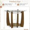 imageGiantex Round Glass Coffee Table 32 Rolling Center Tables with Wheels 2Tier Cocktail Tea Table with Storage Shelf Solid Rubber Wood Legs Tempered Glass Top Modern Living Room Tables WalnutWalnut